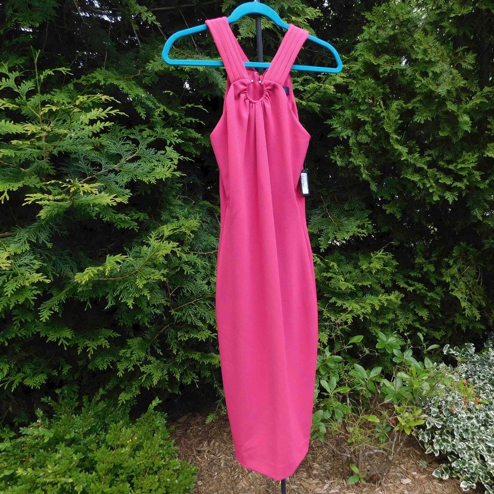 Rachel Rachel Roy Pretty Hot Pink Halter Sheath Cocktail Dress NWT
